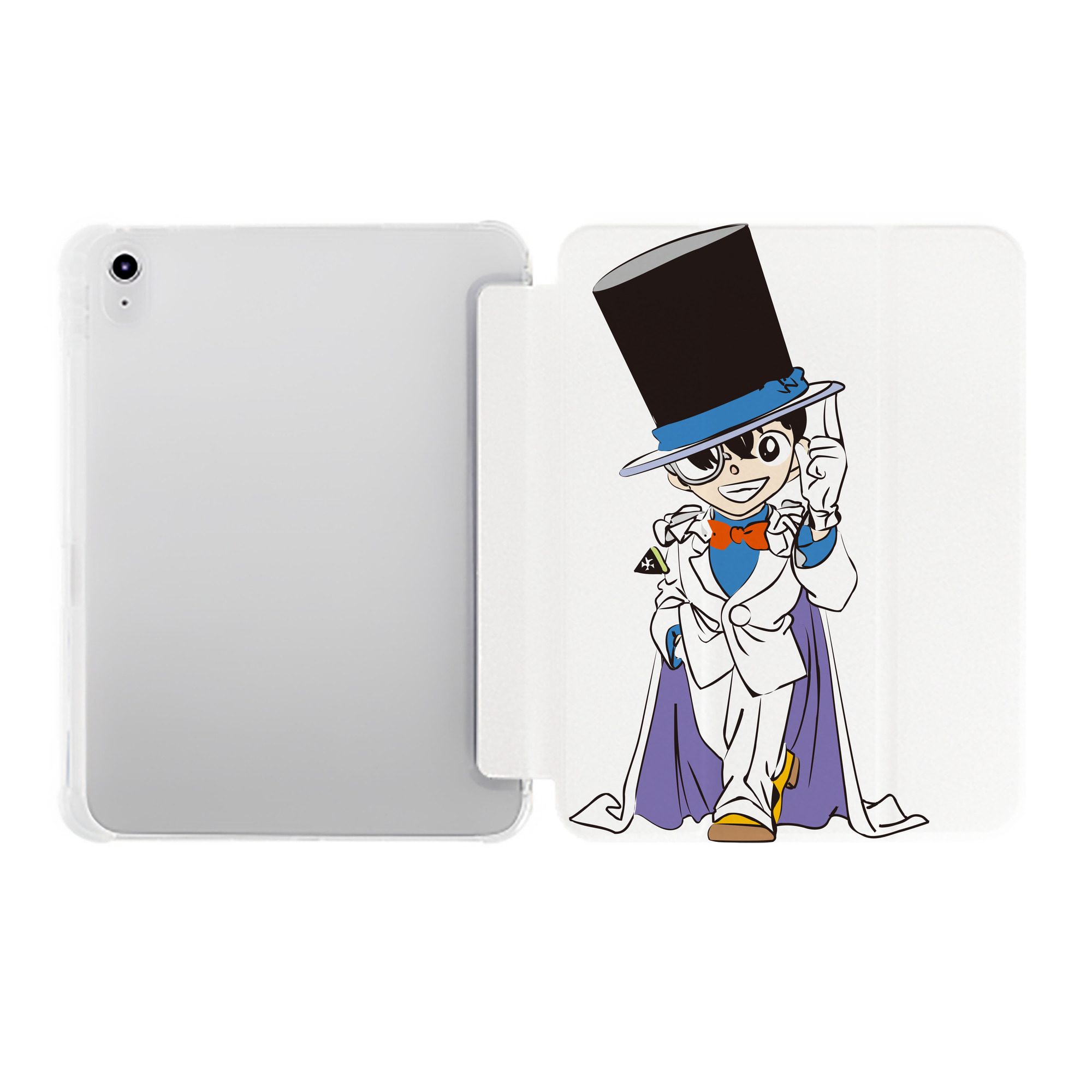 （画像用） 名探偵コナン 江戸川 コナン Detective Conan Conan Edogawa IPad ケース ペン収納付き 三つ折りスタンド PUレザー×シリコン 対応機種9.5/10.5/10.9インチ